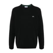 Lacoste Broderad Logotypstickad Tröja Black, Herr