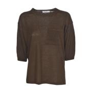 Max Mara Bourbon Broderad Linne Tröja Brown, Dam