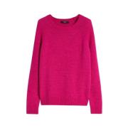 Max Mara Rundhalsad Stickad Tröja, Klassisk Kollektion Pink, Dam