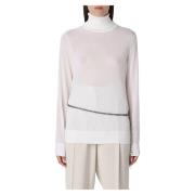 Michael Kors Merino-stickad turtleneck med knappar White, Dam