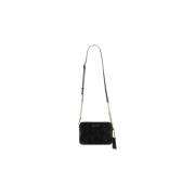 Michael Kors Ginny Medium Woven Leather Crossbody Bag Black, Dam