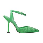 Michael Kors Imani Satin Slingbacks med Rhinestones Green, Dam