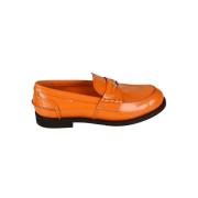 Miu Miu Orange Patentläder Penny Loafers Orange, Dam