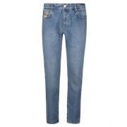 Moschino Teddy-Print Slim-Fit Jeans Blue, Herr