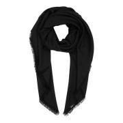 Moschino Lyxigt Logomönster Ull och Siden Vinterscarf Black, Dam