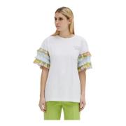 Moschino Bomull T-shirt med Rouges White, Dam