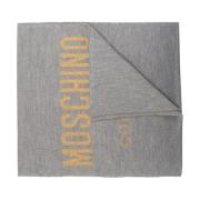 Moschino Grå Reversibel Halsduk med Guld Broderad Logotyp Gray, Dam