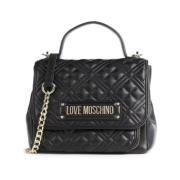 Moschino Svart Polyuretan Love Handväska Black, Dam