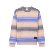 Paul Smith Randig Bomull Crewneck Tröja Gray, Herr