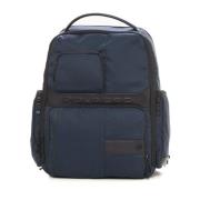 Piquadro Nylon Läder Ryggsäck med Laptopfack Blue, Herr