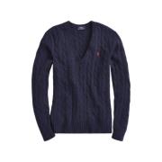 Polo Ralph Lauren Cashmere V-Hals Tröja Blue, Dam