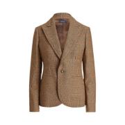 Polo Ralph Lauren Houndstooth Tweed Blazer Brown, Dam