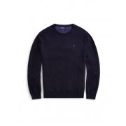 Polo Ralph Lauren Navy Heather Pima Bomull Rund Hals Tröja Blue, Herr