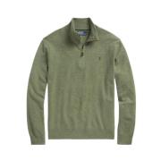 Polo Ralph Lauren Halv-Zip Tröja i Ull med Broderad Logotyp Green, Her...