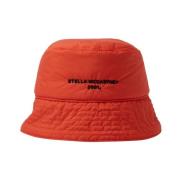 Stella McCartney Quiltad Logo Bucket Hat Orange, Dam