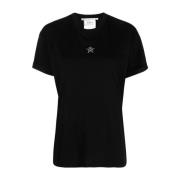 Stella McCartney Broderad Mini Stjärna Bomull T-shirt Black, Dam