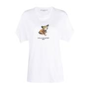 Stella McCartney Tiger-Print Bomull T-shirt White, Dam