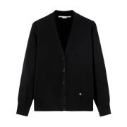 Stella McCartney Tidlös Svart Merinoullstickad Kofta Black, Dam