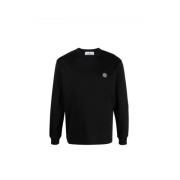 Stone Island Svart långärmad T-shirt med ikoniskt patchlogo Black, Her...