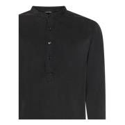 Tom Ford Svart Henley Skjorta med Asymmetriskt Sömn Black, Herr