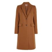 Tommy Hilfiger Cognac Single-Breasted Coat Brown, Dam