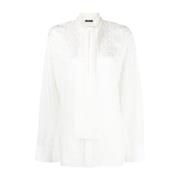 Versace Vit Allover Print Skjorta med Medusa Hardware White, Dam