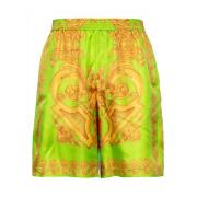 Versace Barocco Silk Bermuda Shorts Lime/Gold Green, Herr