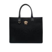 Versace Tyg och Kalvskinn Tote Väskor Black, Dam