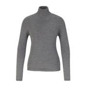 Windsor Ljusgrå Melange Ull-Silke Turtleneck Tröja Gray, Dam