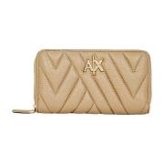 Armani Exchange Plånbok med Zigzag-söm och Dragkedja Beige, Dam