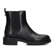 ASH Svart Läder Chelsea Bootie med Nitar Black, Dam