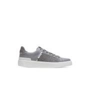 Balmain B-Court trainers in perforated monogrammed leather Gray, Herr