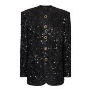 Balmain Paljetterad lurexjacka Black, Dam