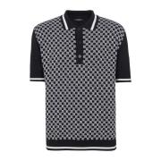 Balmain ini monogram polo shirt Black, Herr