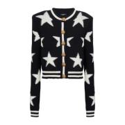 Balmain Knäppt stickad kofta Black, Dam