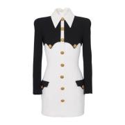 Balmain Kort knäppt crepedress Black, Dam