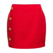 Balmain Röd Asymmetrisk Kort Kjol Red, Dam