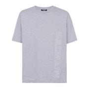 Balmain Oversized T-shirt i bomull med reflexlogotyp Gray, Herr