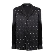 Balmain Broderad silkestjärntröja Black, Herr