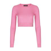 Dolce & Gabbana Lyxig Silkeslångärmad Topp för Kvinnor Pink, Dam