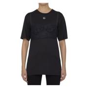 Dolce & Gabbana Svart Spets Bralette Crewneck T-Shirt Black, Dam