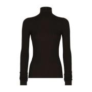 Dolce & Gabbana Svarta Sweaters med Hög Hals Black, Dam