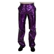 Dolce & Gabbana Lila Skimrande Straight Fit Byxor Purple, Herr