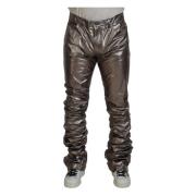 Dolce & Gabbana Silver Metallic Stretchbyxor Gray, Herr