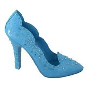 Dolce & Gabbana Blå Kristallblomma Cinderella Klackar Blue, Dam