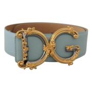 Dolce & Gabbana Barock Guldspänne Läderbälte Blue, Dam