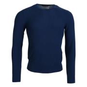 Dolce & Gabbana Blå Cashmere Rundhals Tröja Blue, Herr