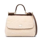 Dolce & Gabbana Medium Sicily Shearling Tote Väska Beige, Dam