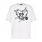 Dolce & Gabbana Ikonisk DG Heart Svart T-shirt White, Herr