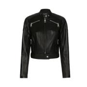 Dolce & Gabbana Svart läder bikerjacka Black, Dam